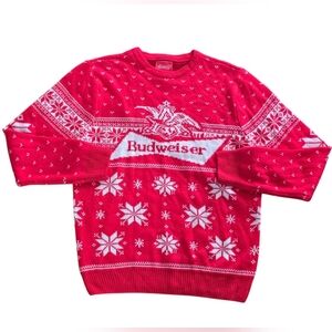 Budweiser Red Holiday Sweater Knitted Pullover Size L